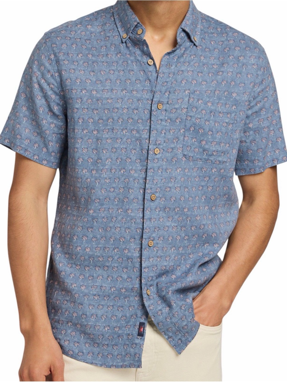 NWT Faherty Men Breeze short sleeve shirt, Paradise Palm, super soft fabrication